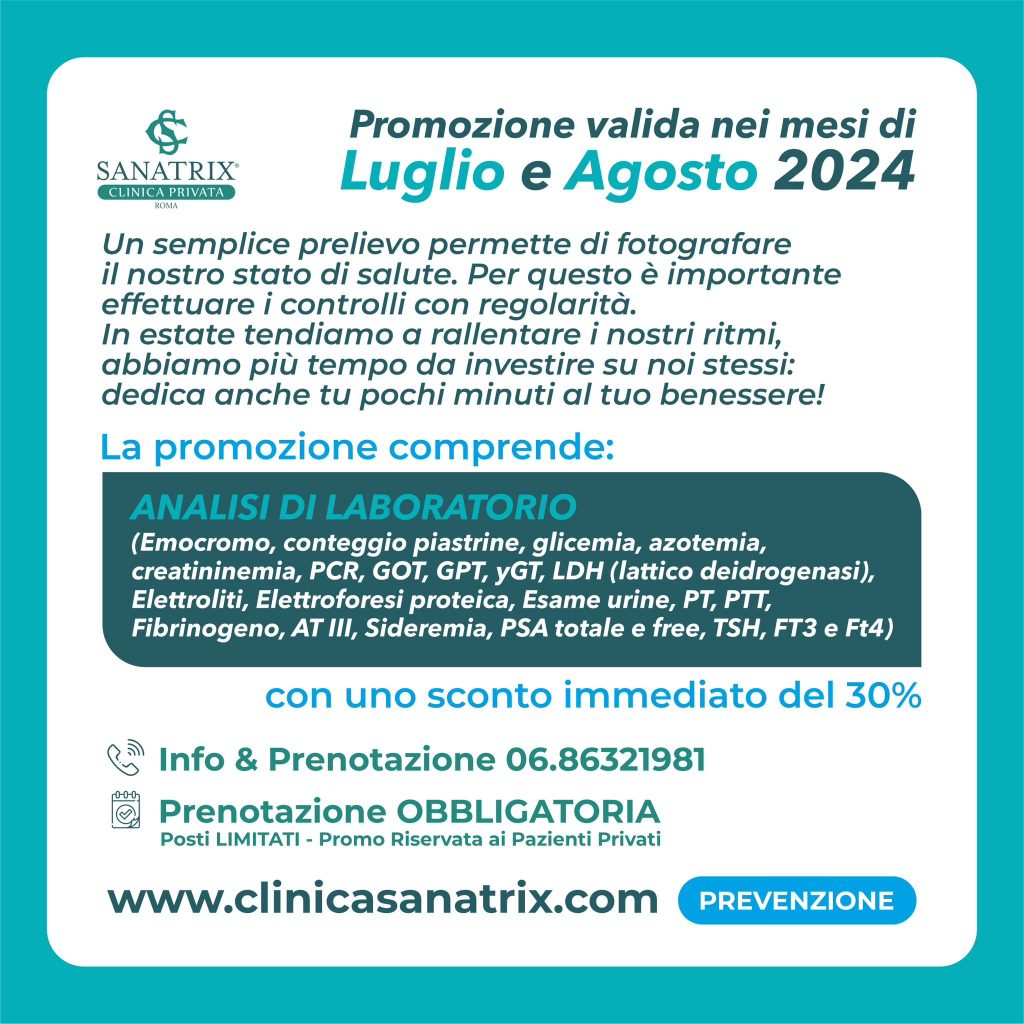 promo summer 2024 clinica sanatrix roma la prevenzione non va in vacanza analisi di laboratorio