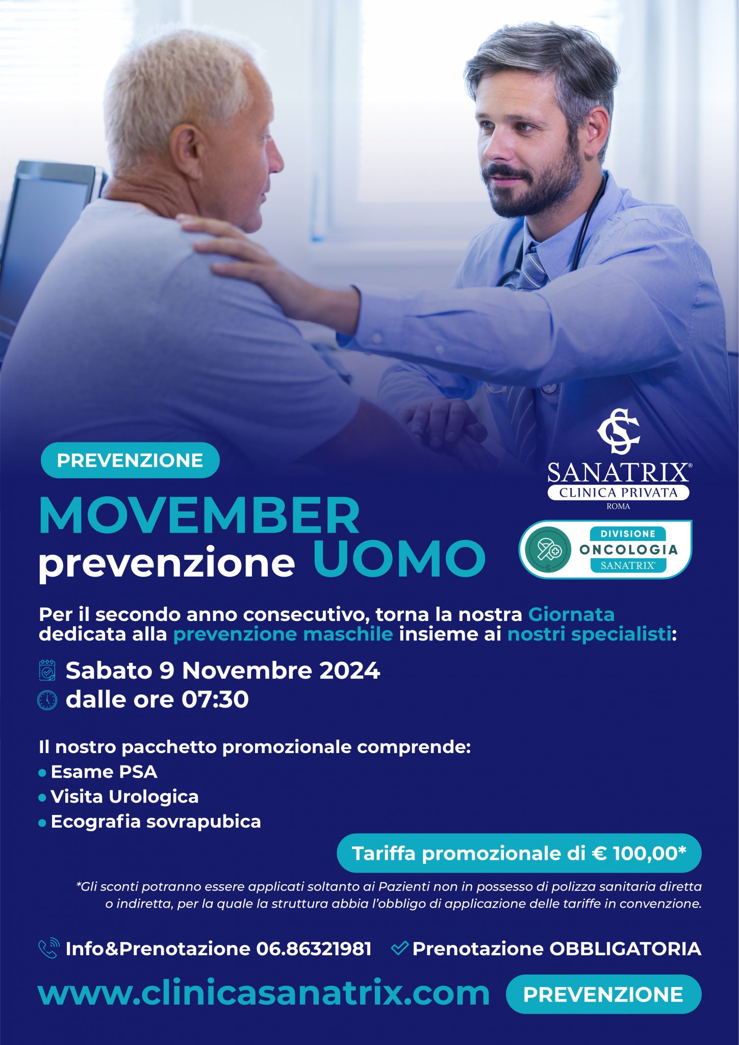 movember 2024 prevenzione uomo Clinica Sanatrix Roma